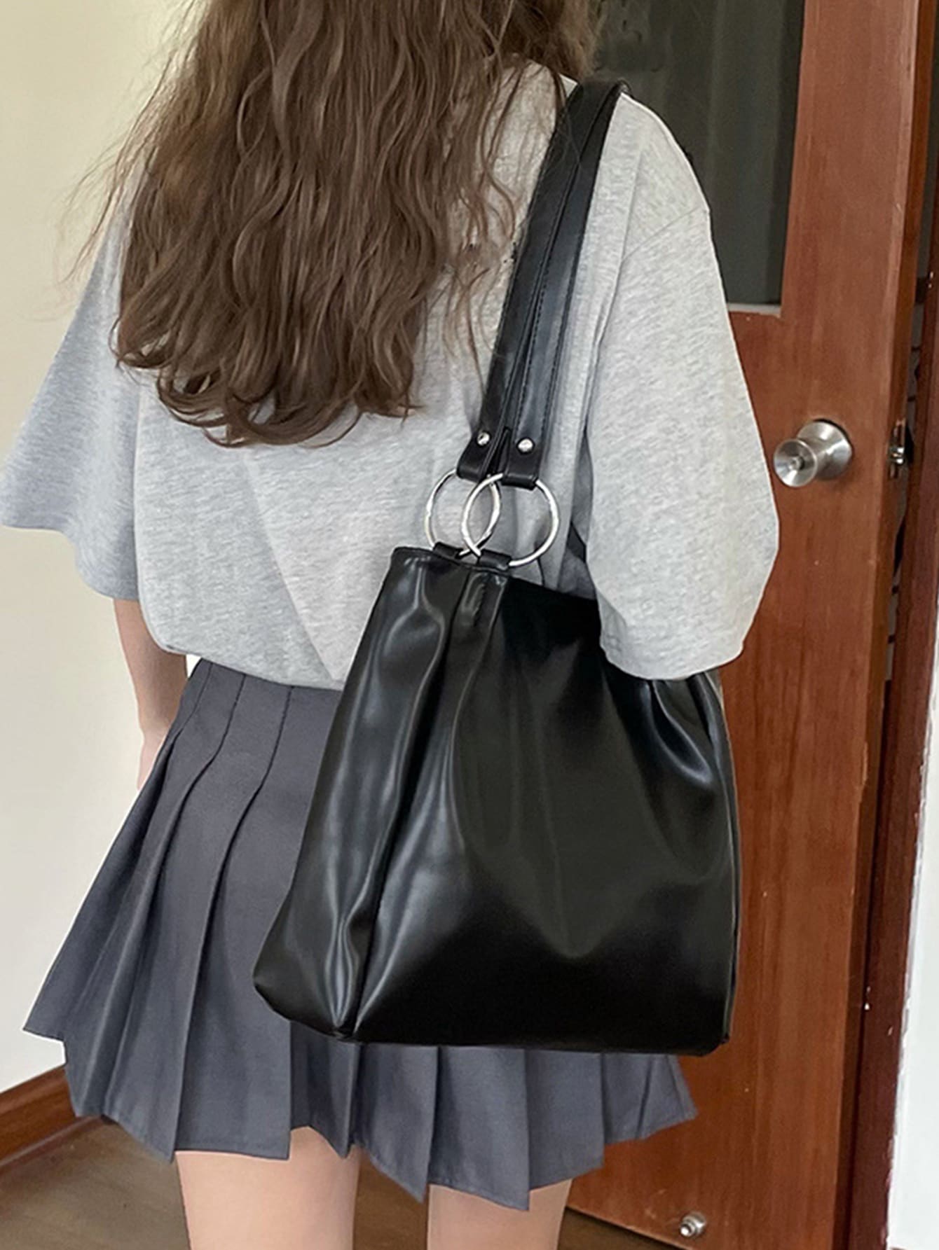 單肩手提包適合青少年女孩女大學生、新秀和白領，非常適合辦公室、工作、商務、通勤 最佳女式工作包 - 黑色 - 查看 1