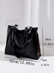 單肩手提包適合青少年女孩女大學生、新秀和白領，非常適合辦公室、工作、商務、通勤 最佳女式工作包 - 黑色 - 查看 6