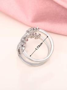 1 PC Elegant Cubic Zirconia Ring For Women For Valentine's Day Gift Wedding Engagement Anniversary Party Jewelry - Silver - View 5