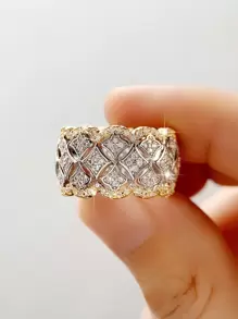 1pc Glamorous Cubic Zirconia Ring For Women For Valentine's Day Gift Wedding Jewelry,Mom,Mother,Mother's Day,Gift - Multicolor - View 3