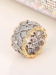 1pc Glamorous Cubic Zirconia Ring For Women For Valentine's Day Gift Wedding Jewelry,Mom,Mother,Mother's Day,Gift - Multicolor - View 7