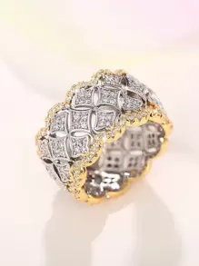 1pc Glamorous Cubic Zirconia Ring For Women For Valentine's Day Gift Wedding Jewelry,Mom,Mother,Mother's Day,Gift - Multicolor - View 9