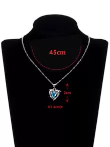 方晶锆石心形和海豚吊坠项链 情人节、妈妈、母亲、母亲节、礼物 - 淺藍色 - 查看 4