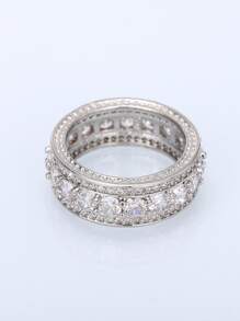 1 chiếc nhẫn đá Cubic Zirconia tinh tế, thích hợp làm quà tặng Ngày Valentine hoặc trang sức dự tiệc cưới cho nữ. - Bạc - Xem 4