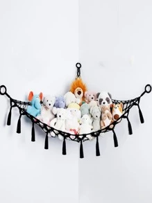 Tassel Decor Hammock Design Wall Hanging - Black - View 1