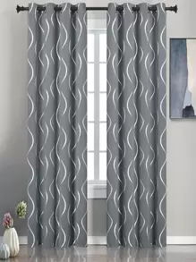 Cortina una sola pieza con estampado de dibujo - Gris - Ver 1