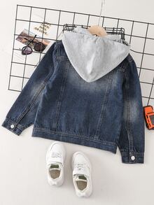 男孩漂白水洗連帽牛仔夾克