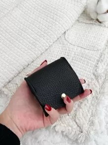 Carteira em Relevo de Lichia, Leve e da Moda, Presente de Aniversário, Presente para Trabalhadores de Colarinho Branco, Presente Feminino e Masculino, Presente para Professores, Carteira Pequena, Carteira de Moedas, Carteira de Viagem - Preto - Visão 1