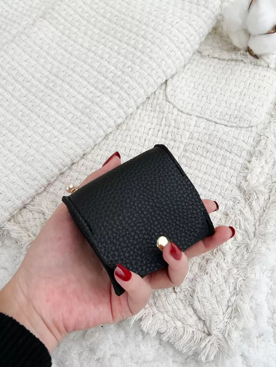 Carteira em Relevo de Lichia, Leve e da Moda, Presente de Aniversário, Presente para Trabalhadores de Colarinho Branco, Presente Feminino e Masculino, Presente para Professores, Carteira Pequena, Carteira de Moedas, Carteira de Viagem - Preto - Visão 1