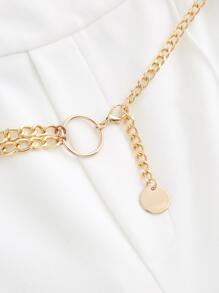 SHEIN MOD Solid Wide Leg Belted Trousers - White - View 6