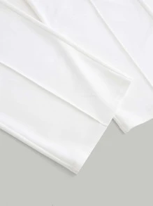 SHEIN MOD Solid Wide Leg Belted Trousers - White - View 5