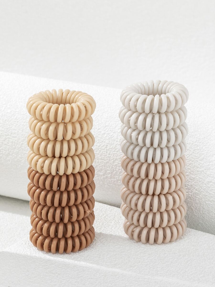 18pcs Solid Coil Wire Hair Tie - Multicolor - View 1