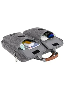 Men Letter Patch Decor Laptop Handbag Briefcase, Gift For Father - Grey - View 2