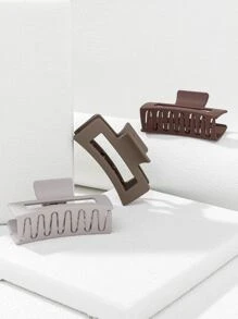 3pcs Solid Square Hair Claw Casual Hair Clip Hair Jaw Clip Hair Clamps - Multicolor - View 2