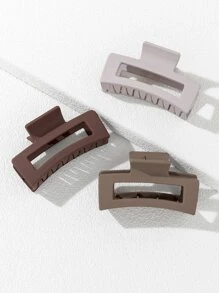 3pcs Solid Square Hair Claw Casual Hair Clip Hair Jaw Clip Hair Clamps - Multicolor - View 3