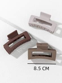 3pcs Solid Square Hair Claw Casual Hair Clip Hair Jaw Clip Hair Clamps - Multicolor - View 4