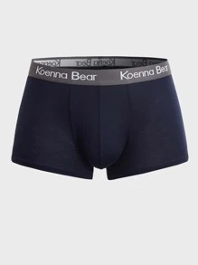 男士5入組拼接字母織帶平角內褲 - 彩色 - 查看 3