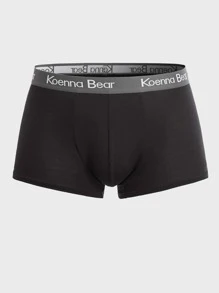 男士5入組拼接字母織帶平角內褲 - 彩色 - 查看 5