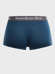 男士5入組拼接字母織帶平角內褲 - 彩色 - 查看 14