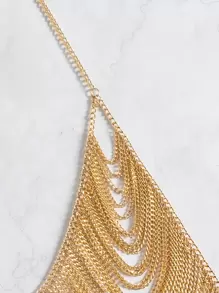 SHEIN Swim 金屬流蘇吊脖罩衫 - 金色 - 查看 3