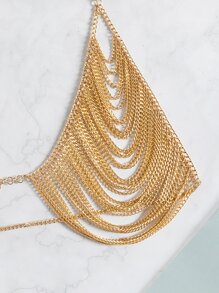 SHEIN Swim 金屬流蘇吊脖罩衫 - 金色 - 查看 6