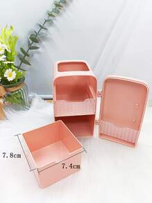 可愛冰箱形狀筆筒-非常適合學生書桌和辦公室整理 - 粉色 - 查看 4