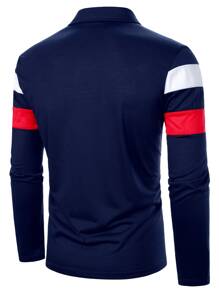 Manfinity Hombres Camisa polo de color combinado - Azul Marino - Ver 2