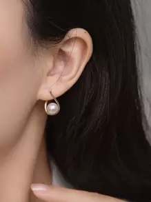 Nooxian 1pair Ladies' Drop-Shaped Faux Pearl Earrings