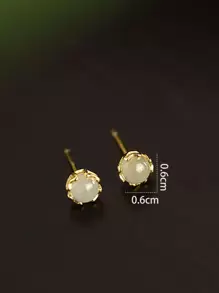 Nooxian Round Stud Earrings - Yellow Gold - View 5