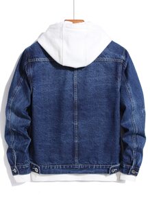 Manfinity Homme Men 1pc Flap Pocket Denim Jacket - Dark Wash - View 2