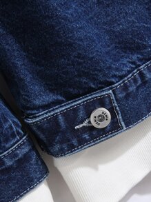 Manfinity Homme Men 1pc Flap Pocket Denim Jacket - Dark Wash - View 3