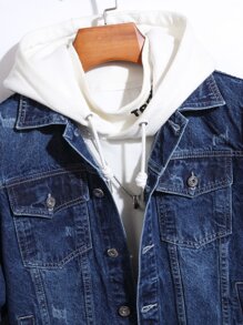 Manfinity Homme Men 1pc Flap Pocket Denim Jacket - Dark Wash - View 4