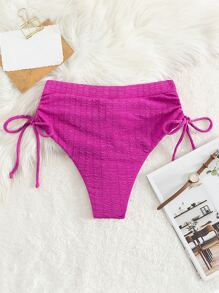 側抽繩高腰泳褲 - 中紫紅色 - 查看 5