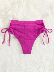 側抽繩高腰泳褲 - 中紫紅色 - 查看 4