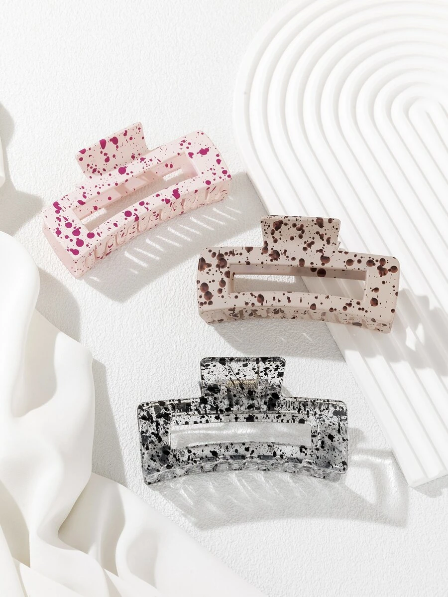 3 cái Splash Ink Print Claw Tóc - Nhiều màu - Xem 1