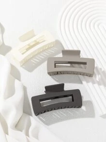 3 piezas de pinzas para cabello cuadradas y sólidas para uso casual - Multicolor - Ver 1