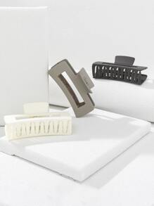 3 piezas de pinzas para cabello cuadradas y sólidas para uso casual - Multicolor - Ver 5