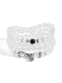 Lotus Seed Decor Beaded Necklace - Clear - View 1