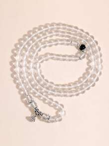 Lotus Seed Decor Beaded Necklace - Clear - View 2