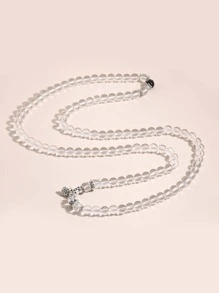 Lotus Seed Decor Beaded Necklace - Clear - View 3