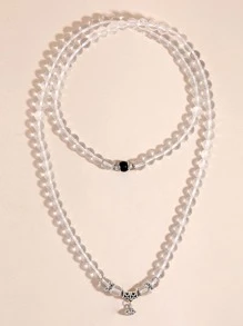 Lotus Seed Decor Beaded Necklace - Clear - View 6