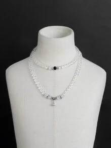 Lotus Seed Decor Beaded Necklace - Clear - View 7