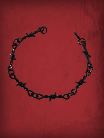 Goth Men Twist Decor Bracelet