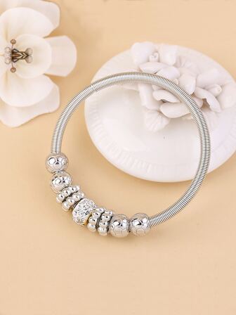 Brazalete con diamante de imitación & con diseño de cuenta