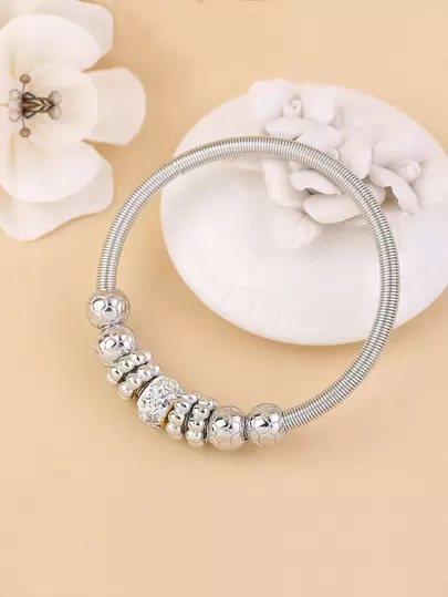 Rhinestone & Bead Decor Bangle