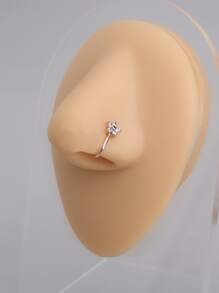 Nooxian 方晶鋯石花朵裝飾鼻環銅受歡迎穿孔身體鏈禮品適合女士和男士 - 玫瑰金 - 查看 1