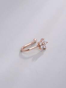 Nooxian 方晶鋯石花朵裝飾鼻環銅受歡迎穿孔身體鏈禮品適合女士和男士 - 玫瑰金 - 查看 6