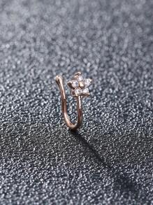 Nooxian 方晶鋯石花朵裝飾鼻環銅受歡迎穿孔身體鏈禮品適合女士和男士 - 玫瑰金 - 查看 7