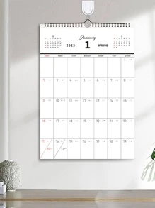 1pc Letter Graphic Wall Calendar - Black and White - View 1