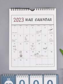 1pc Letter Graphic Wall Calendar - Black and White - View 5